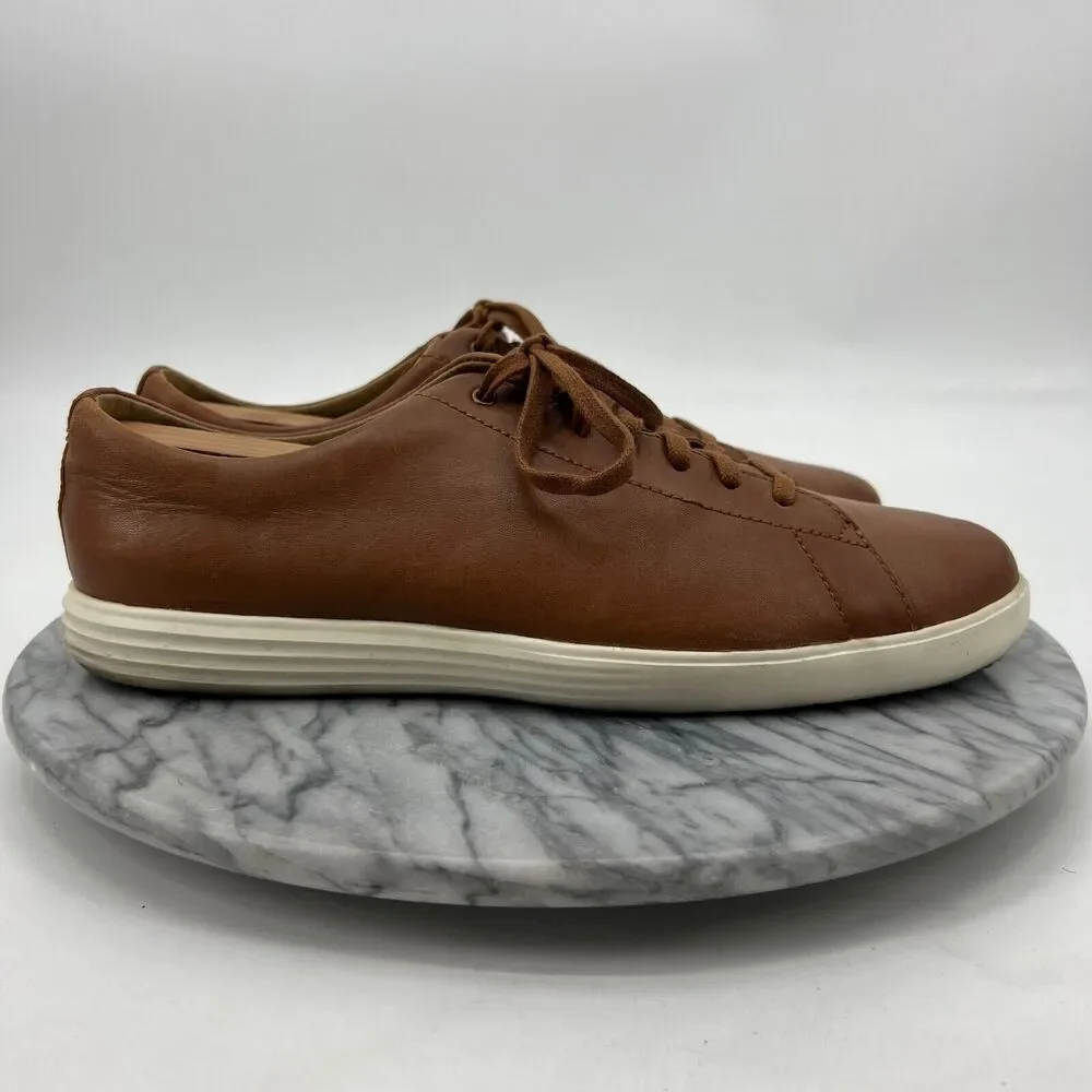 Cole‎ Haan Mens 9.5 Shoes Pecan Brown Leather Grand Crosscourt II Sneaker C26521